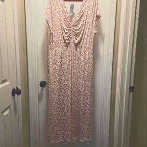 NWT 🍂 Lane Bryant draw cord v-neck Ruched Maxi Dress 22/24